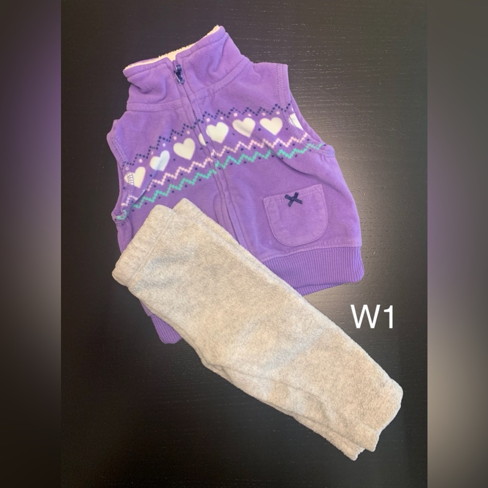 ⭐️2/$8.00⭐️ Carter's 6m Purple Heart Vest and Grey Pants Set